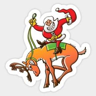 Santa is making this wild reindeer get ready for Christmas Sticker